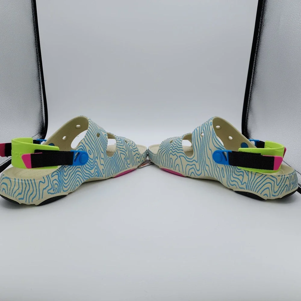 Crocs Classic All Terrain Topographic‎ Sandals Mens Size 12 Bone Multi Color NEW